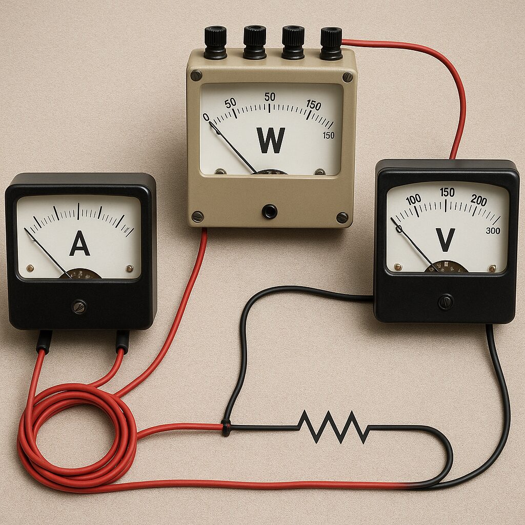 Jak działa amperomierz w połączeniu z watomierzem i woltomierzem.
