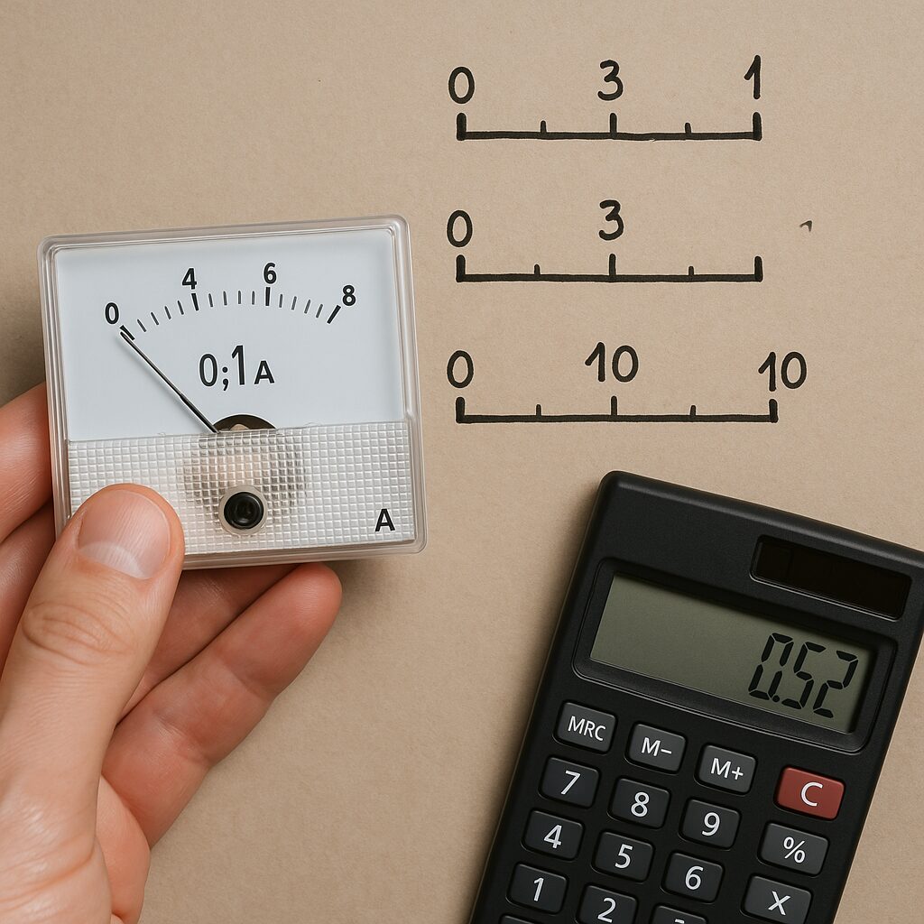 Jak przeliczać wskazania amperomierza w zależności od zakresu pomiarowego.
