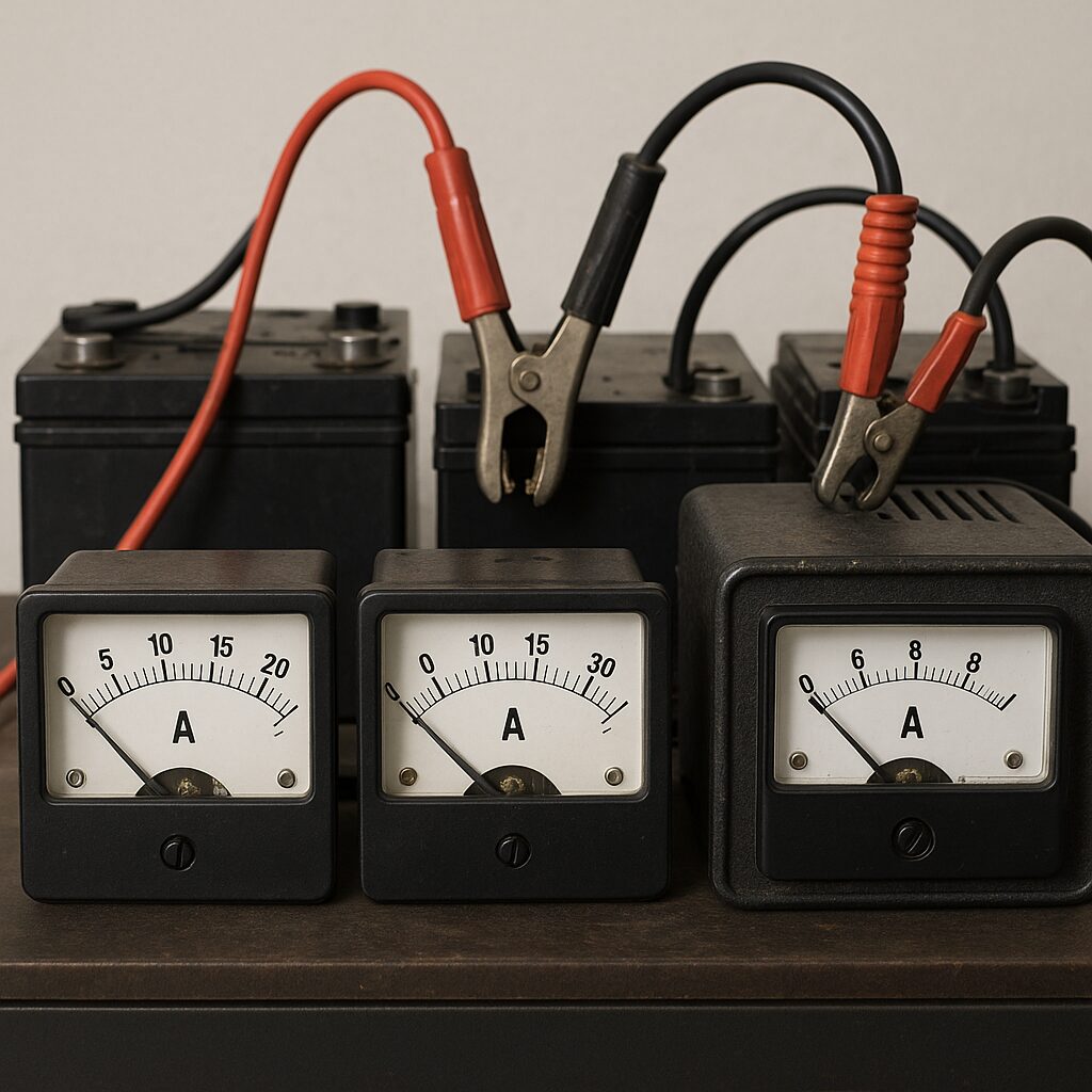 Amperomierze w systemach ładowania akumulatorów.