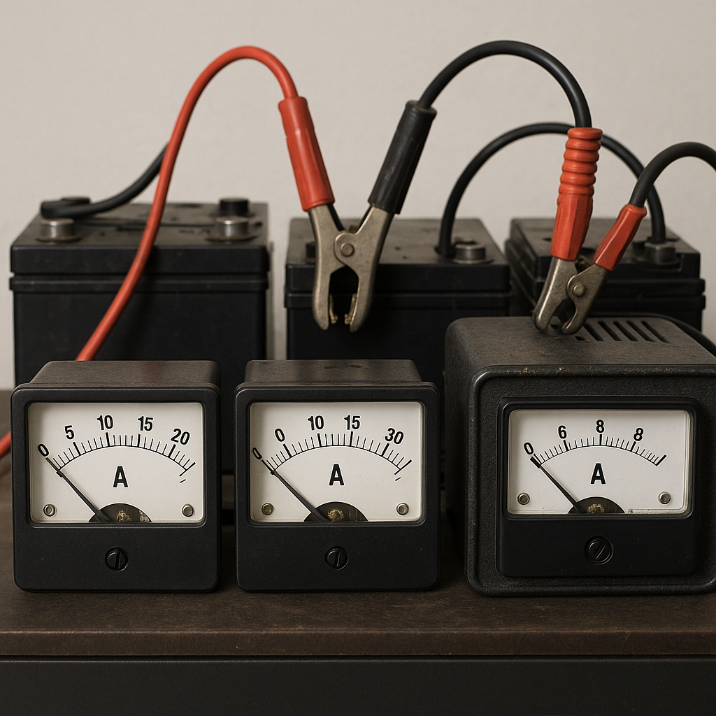 Amperomierze w systemach ładowania akumulatorów.