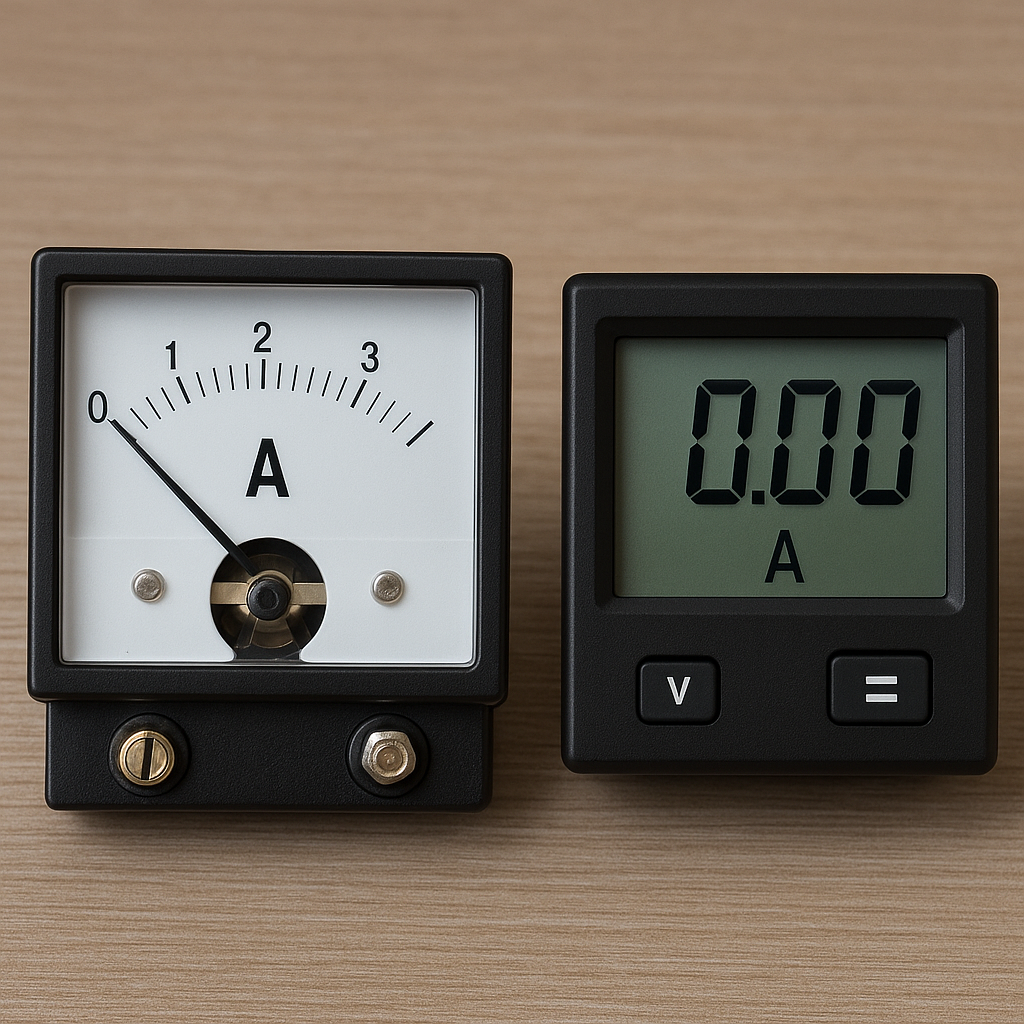 Różnice między amperomierzem analogowym a cyfrowym.