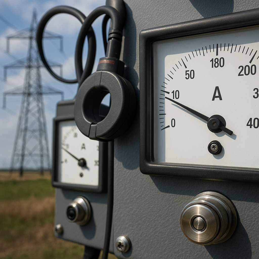 Amperomierze w energetyce – monitoring prądów linii przesyłowych.