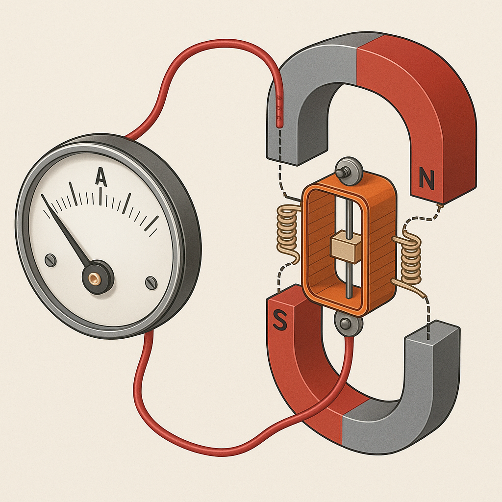 Jak działa amperomierz magnetoelektryczny.