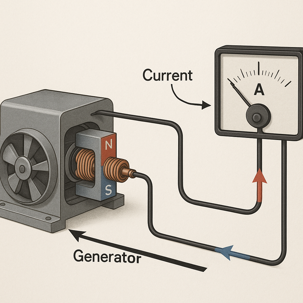 Jak działa amperomierz w generatorze prądu.
