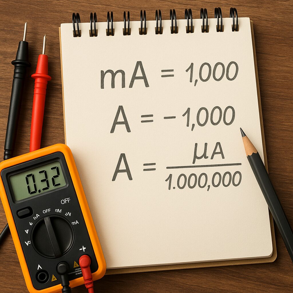 Jak przeliczać jednostki natężenia prądu (mA, µA, A).