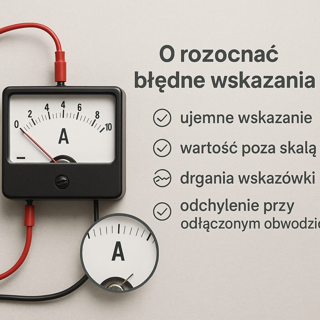 Jak rozpoznać błędne wskazania amperomierza.