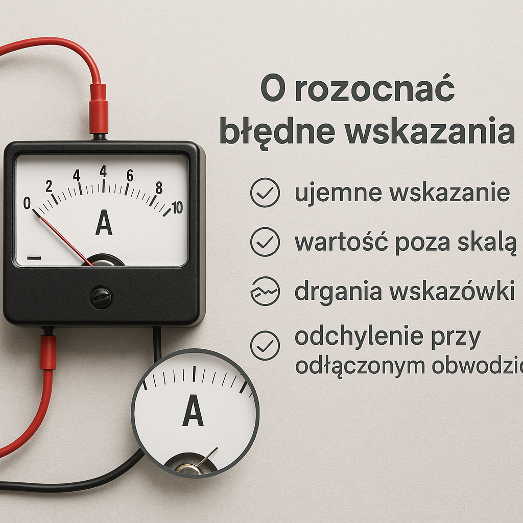 Jak rozpoznać błędne wskazania amperomierza.