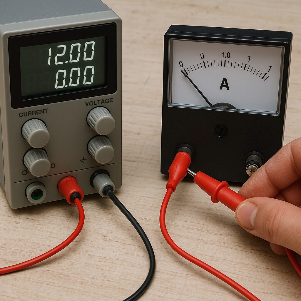 Jak testować amperomierz przy użyciu zasilacza regulowanego.