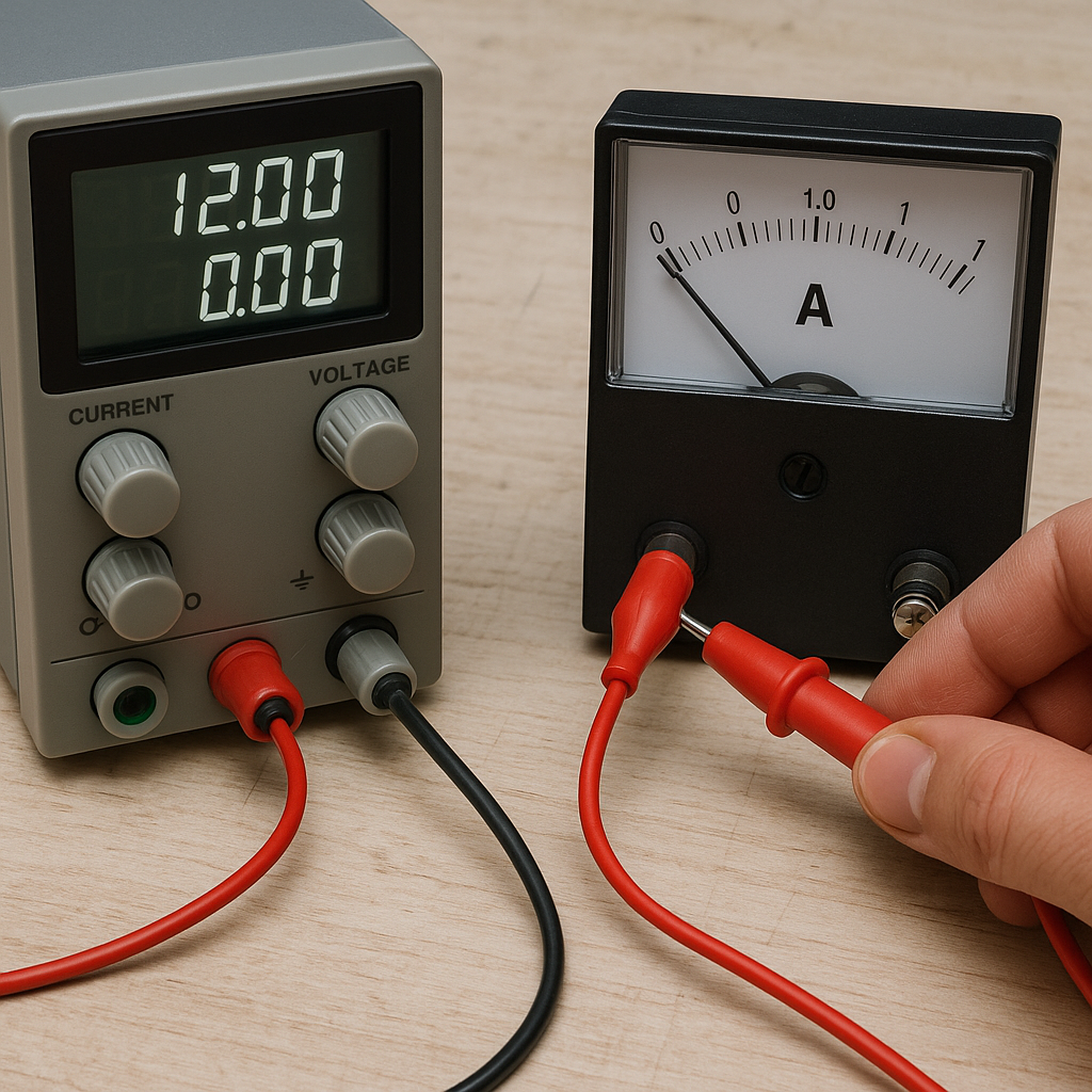 Jak testować amperomierz przy użyciu zasilacza regulowanego.