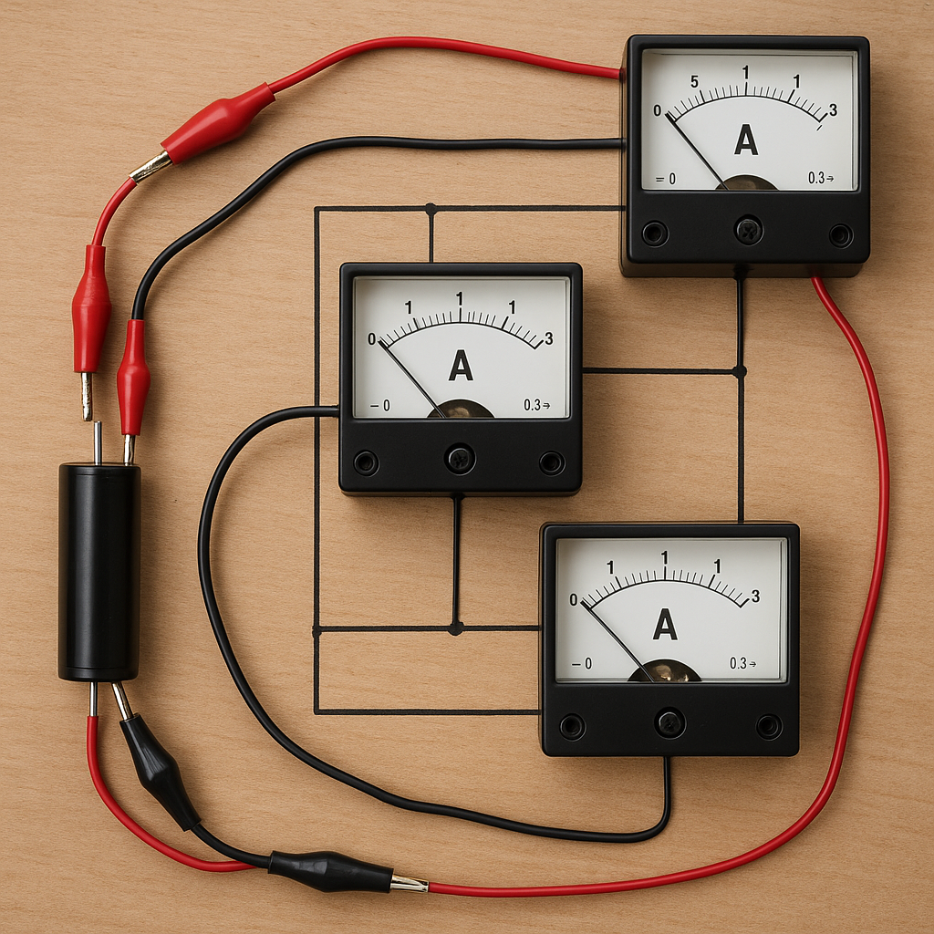 Jak zaprojektować układ z kilkoma amperomierzami równocześnie.