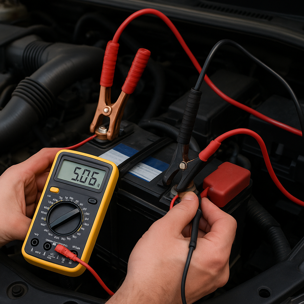 Jak zmierzyć prąd ładowania akumulatora samochodowego.