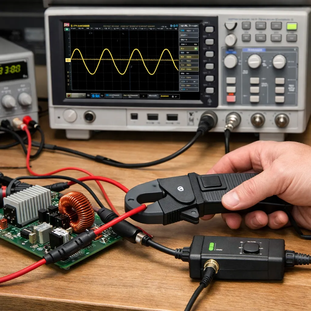 Jak mierzyć prąd z pomocą oscyloskopu i sondy prądowej.