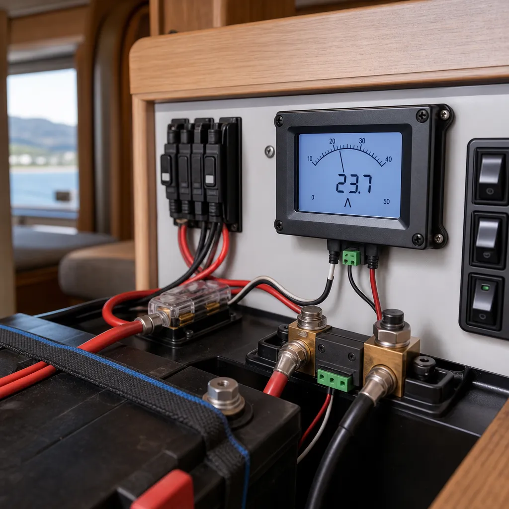 Amperomierz do kampera – jak monitorować ładowanie akumulatora hotelowego